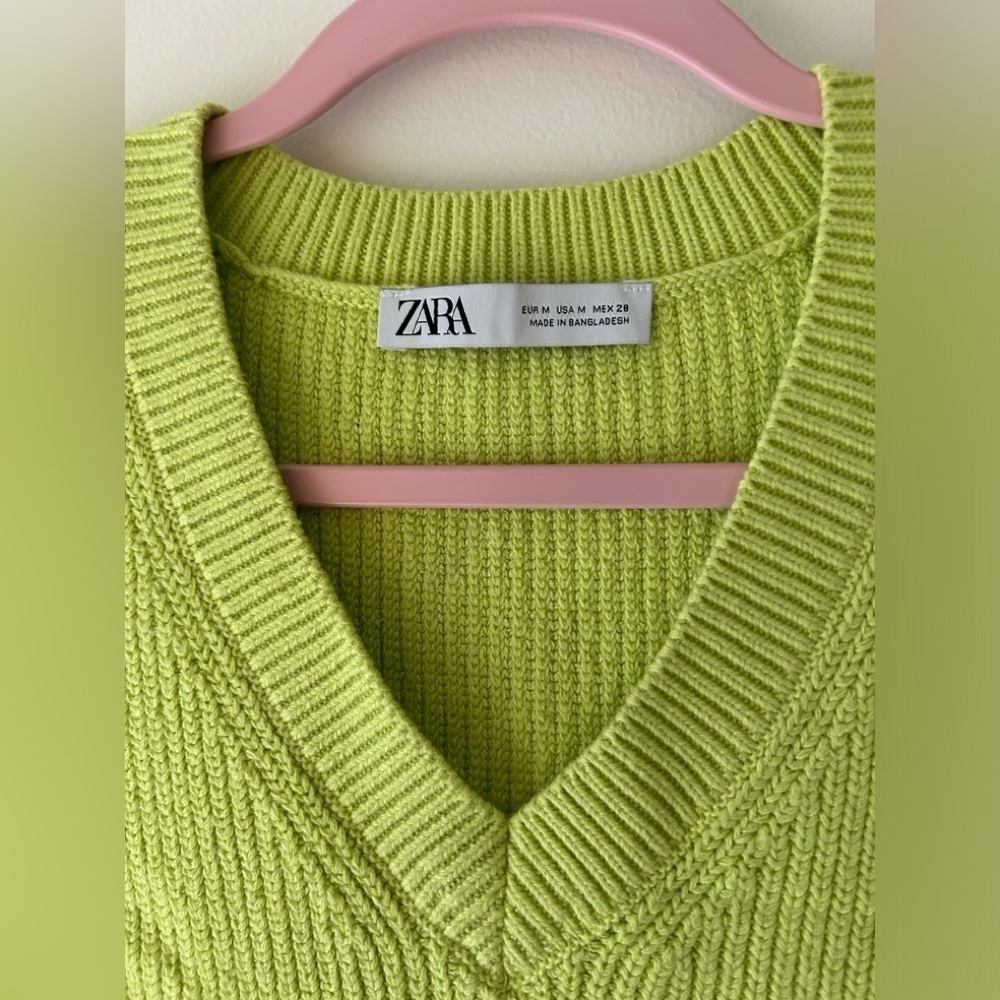 Zara lime Green Sleeveless Knit Top - Picture 4 of 5